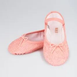 Pink Bloch Sparkle Girls Full Sole Ballet Shoe with a satin bow